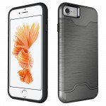Wholesale iPhone 7 Plus Card Holder Hybrid Case (Space Gray)